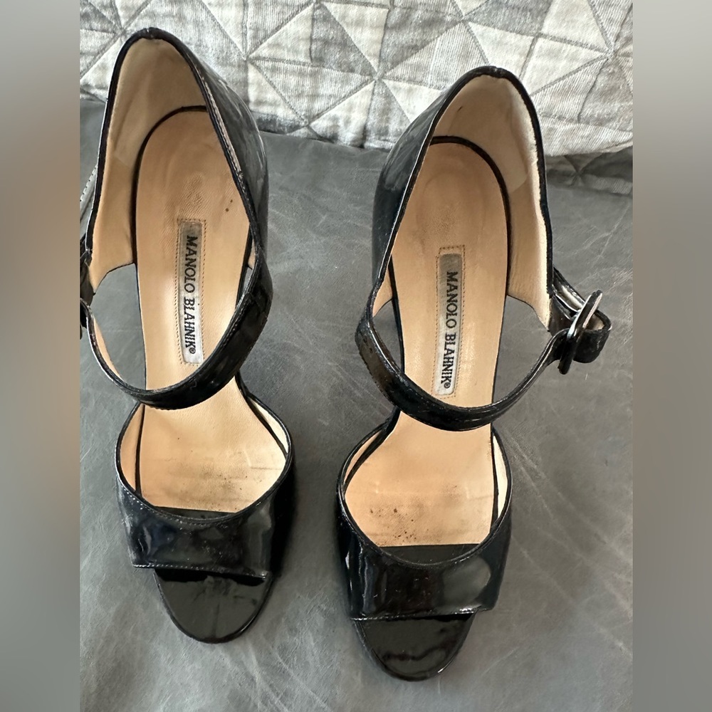 Manolo Blahnik, black patent Mary Jane